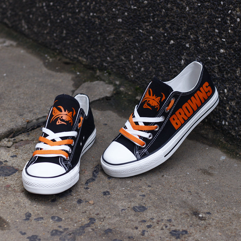 Cleveland Browns Canvas Sneakers Black Low-Top Shoes gift for NFL Fans