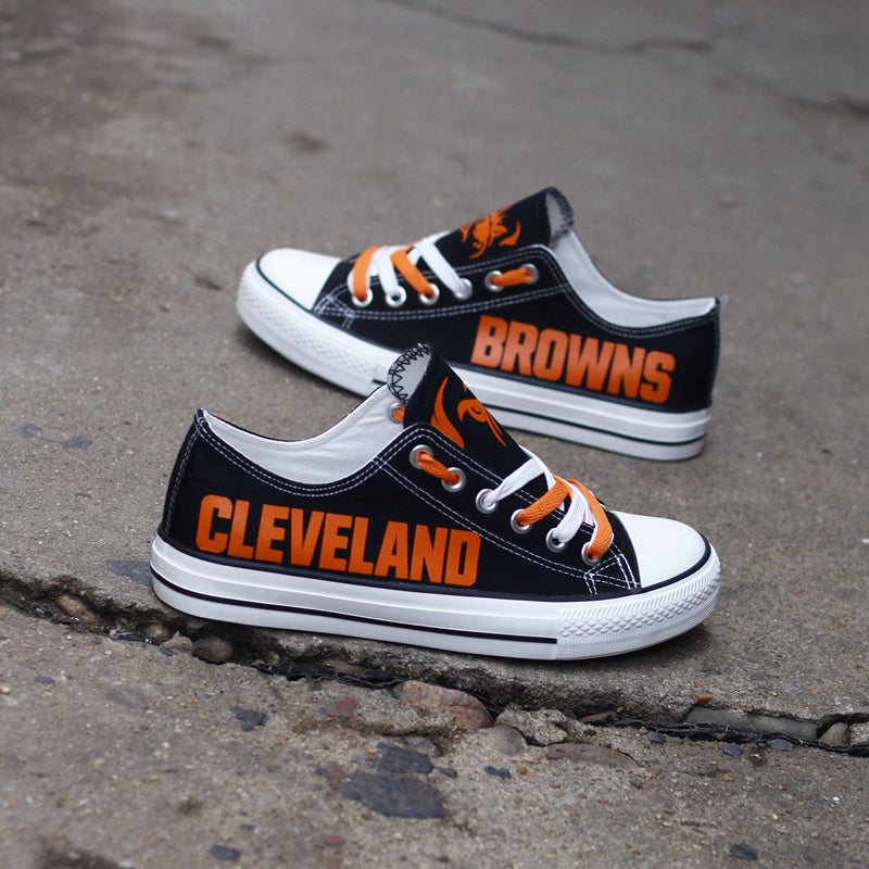 Cleveland Browns Canvas Sneakers Black Low-Top Shoes gift for NFL Fans