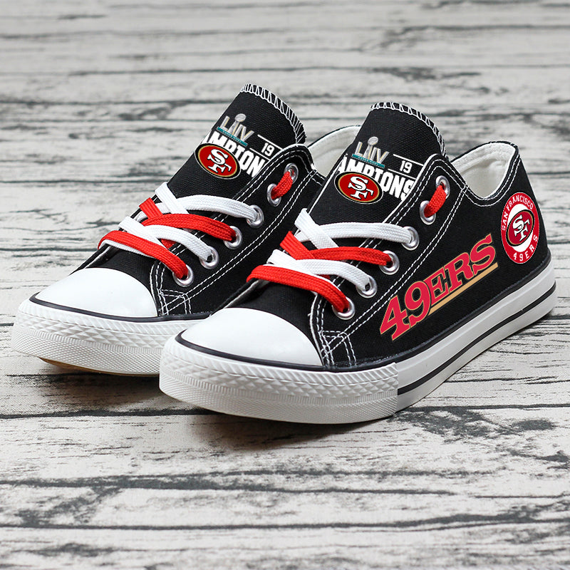 NFL 49ers shoes for men and women – black red canvas sneakers