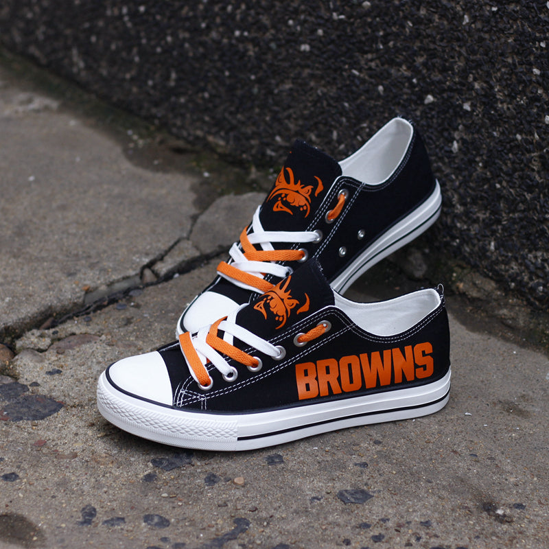 Cleveland Browns Canvas Sneakers Black Low-Top Shoes gift for NFL Fans