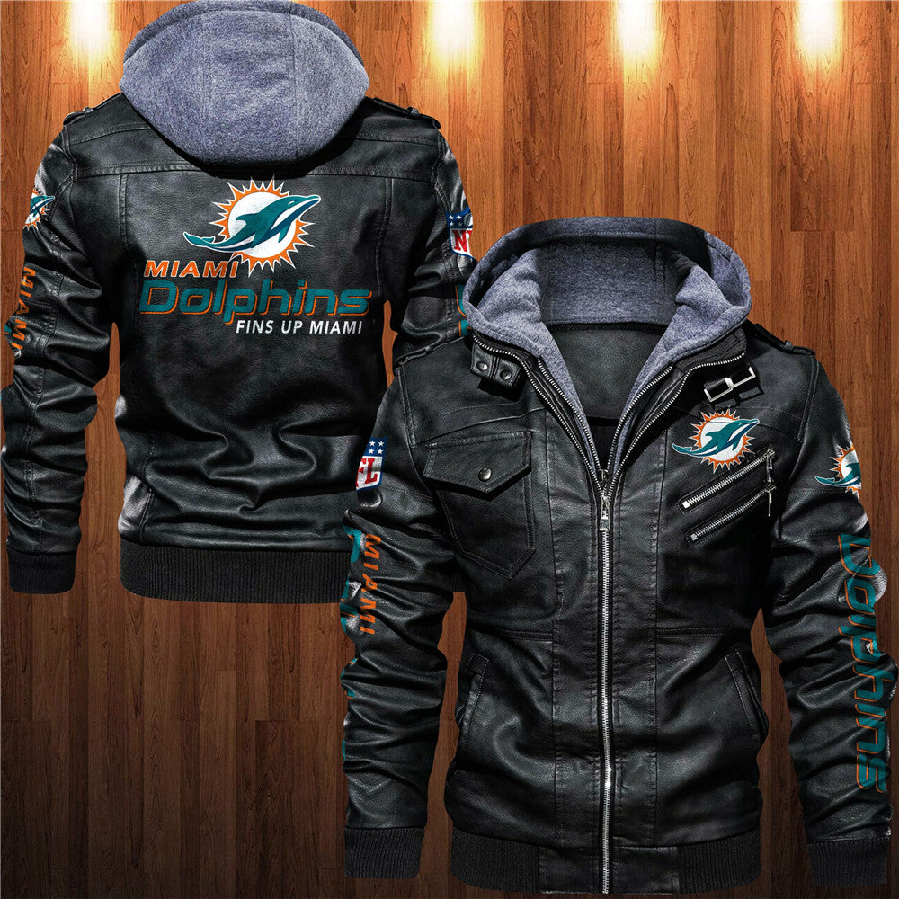 Men's Miami Dolphins Leather Jacket