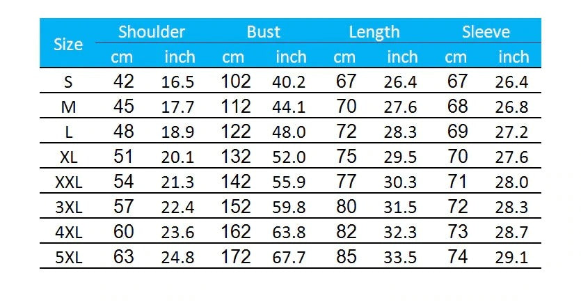 Size chart for HOODIE with measurements in centimeters and inches.