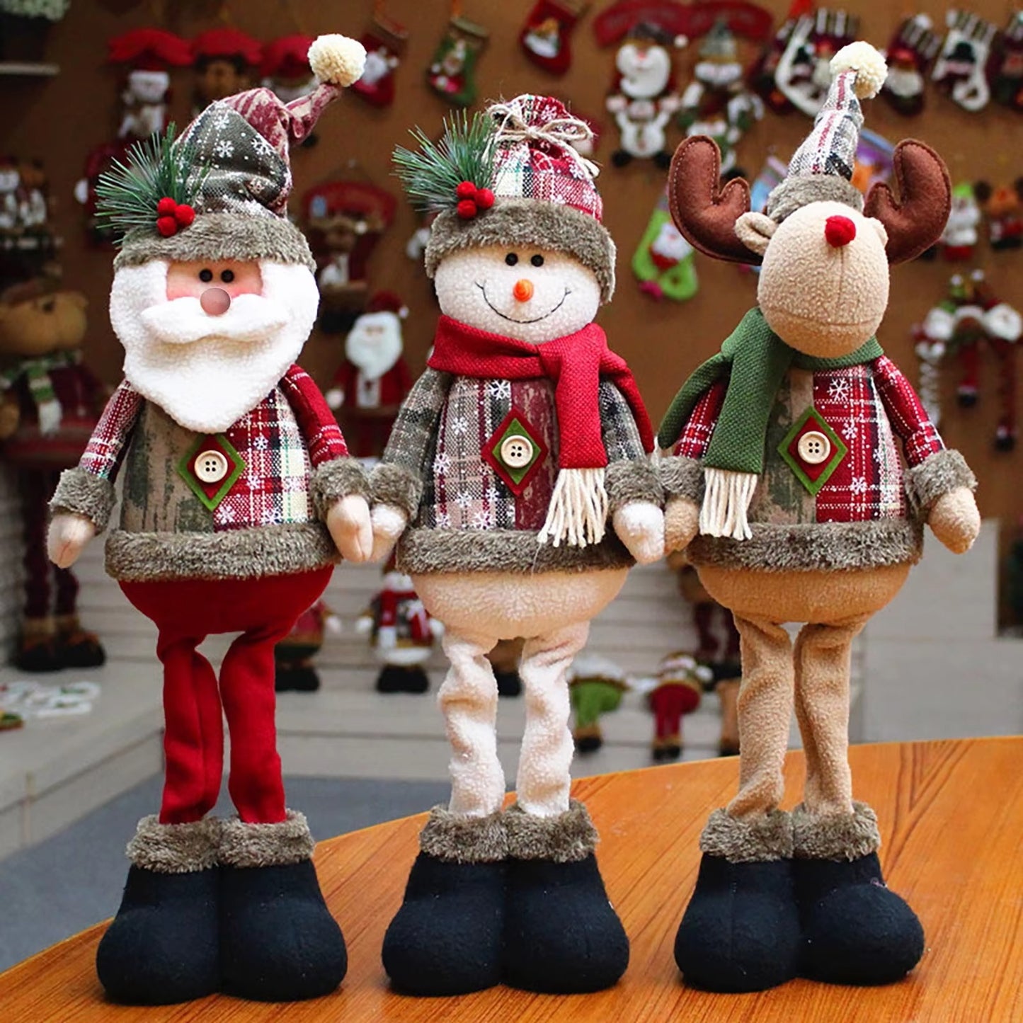 Festive Santa Claus & Snowman, Reindeer Stretchable Legs Christmas Decor