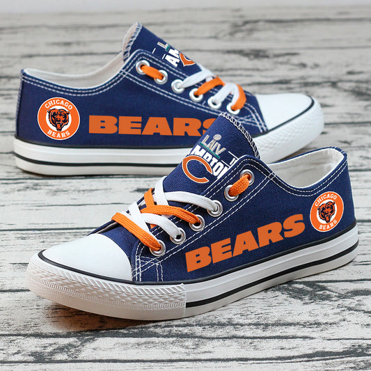Unisex Chicago Bears canvas shoes navy orange fan sneakers NFL team gear