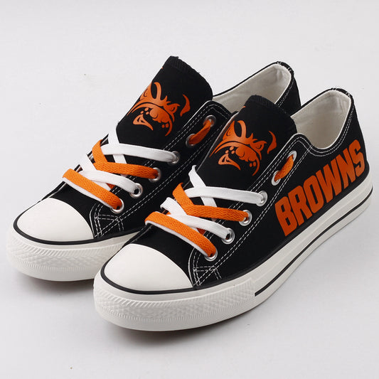Cleveland Browns Canvas Sneakers Black Low-Top Shoes gift for NFL Fans
