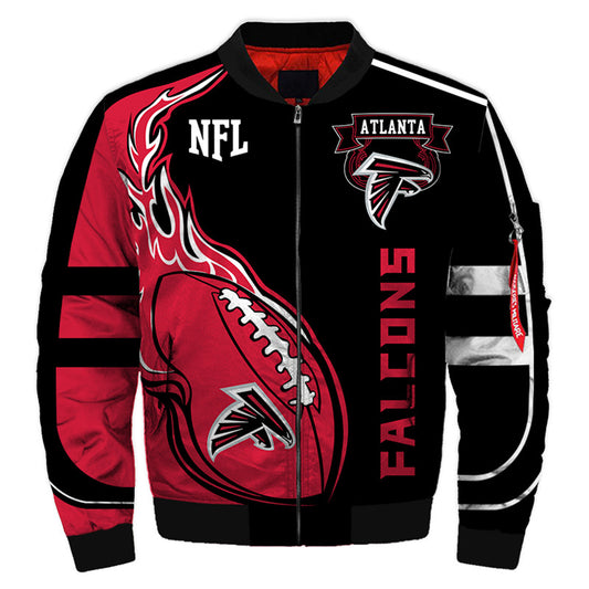 Black Red Falcon Logo Full-Zip Coat**