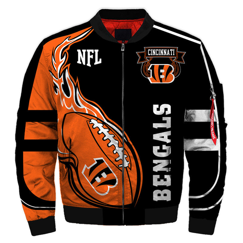 Black Orange Tiger Stripes NFL Full-Zip Coat**