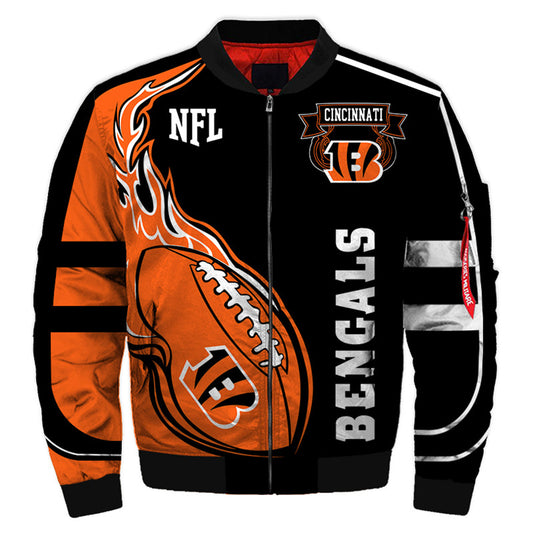 Black Orange Tiger Stripes NFL Full-Zip Coat**