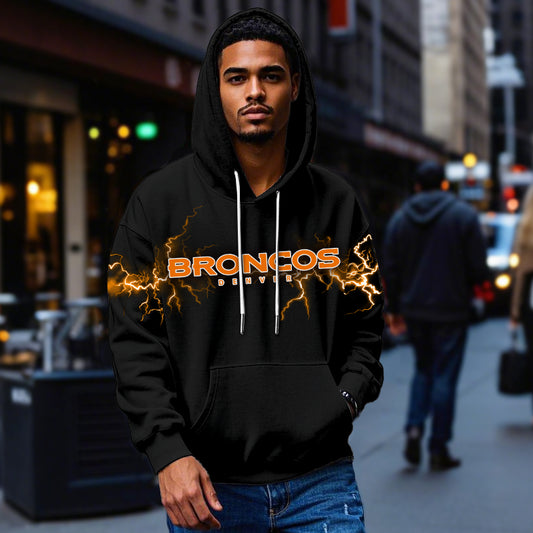 Orange Lightning Streetwear Pullover**