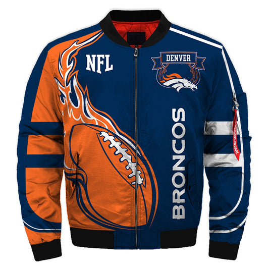 Navy Orange Horse Logo Full-Zip Coat**
