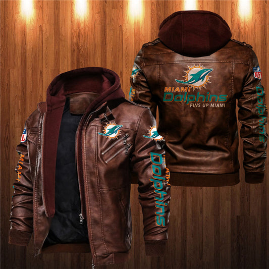 Men's Miami Dolphins Leather Jacket