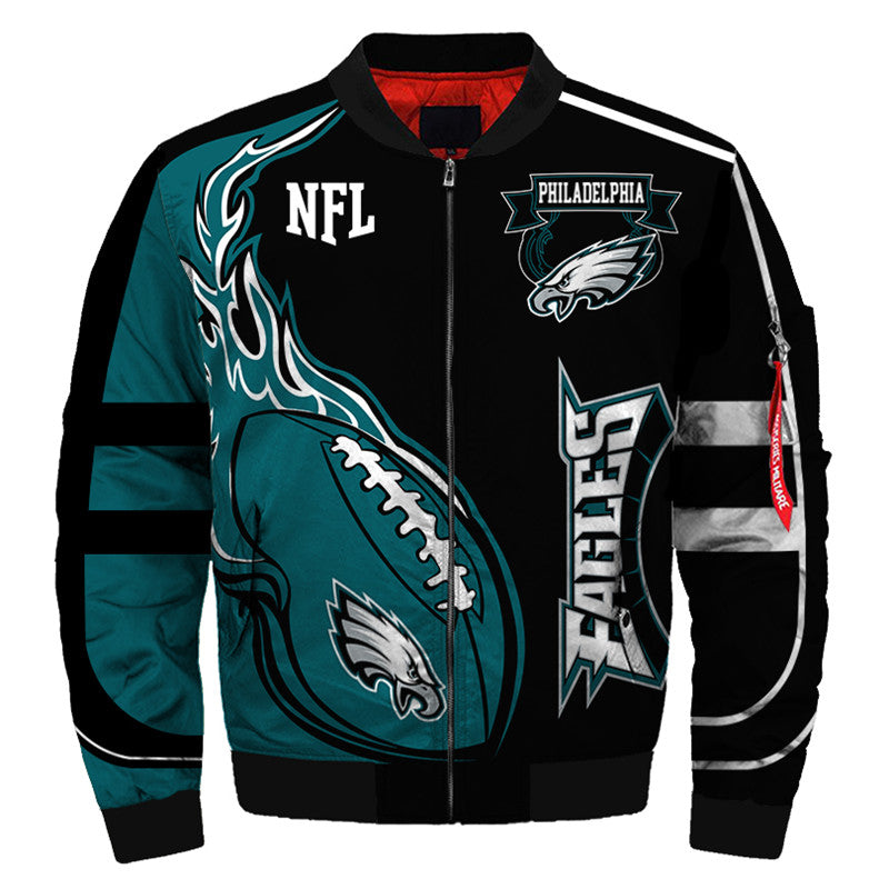 Black Teal Eagles Logo Full-Zip Coat**