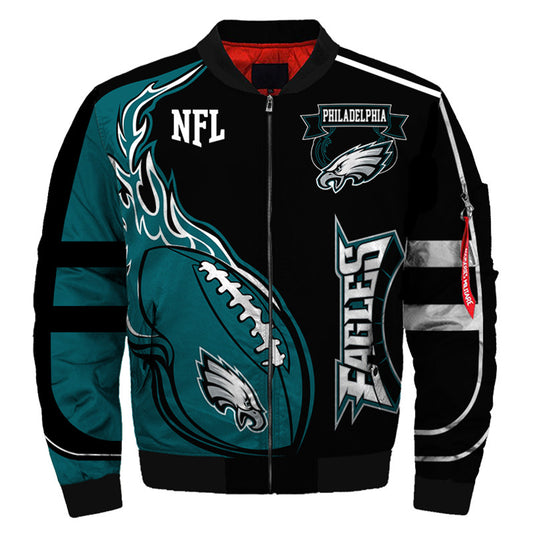 Black Teal Eagles Logo Full-Zip Coat**