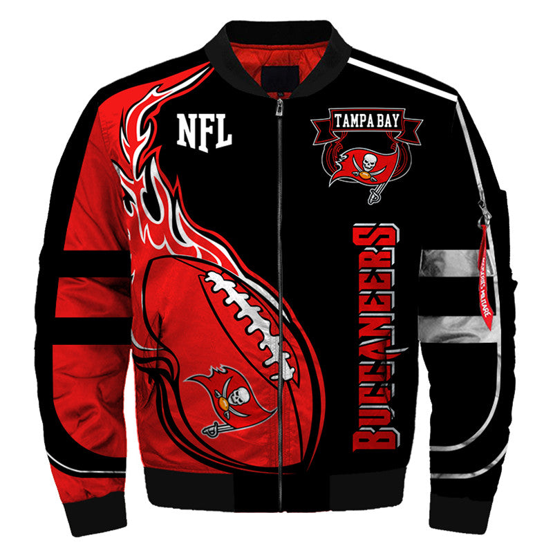 Red Black Pirate Flag NFL Full-Zip Coat**