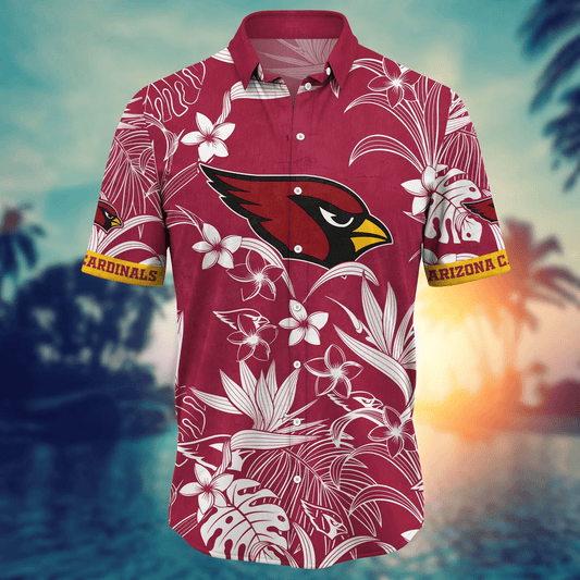 Arizona Cardinals Hawaiian shirt with tropical floral patterns and team-inspired graphics