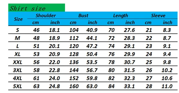 SIZE CHART:  US sizing for Hawaiian shirt WITH MEN. 